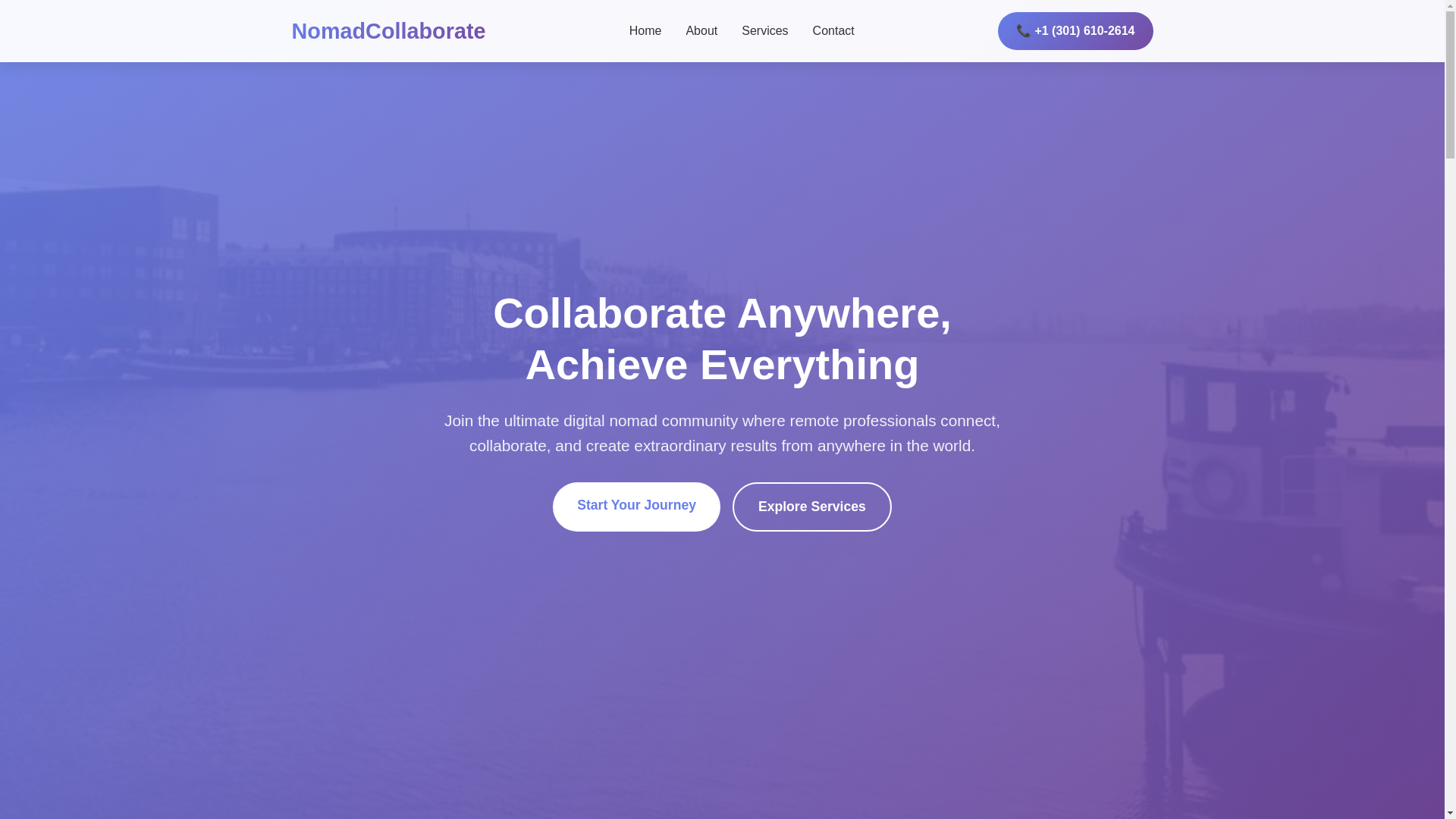 website screenshot of https://nomadcollaborate.click/