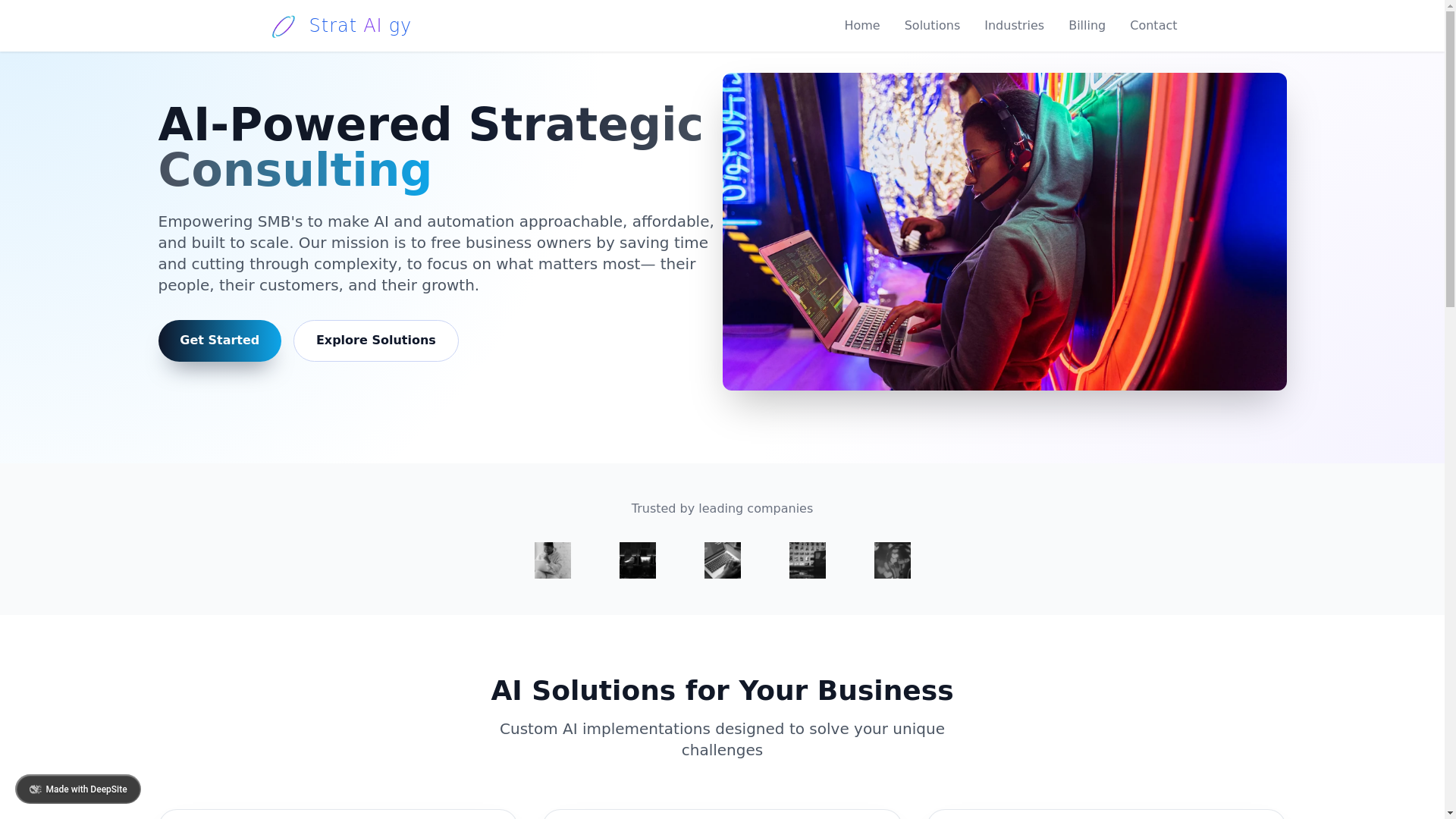 website screenshot of https://strataigyco.com/