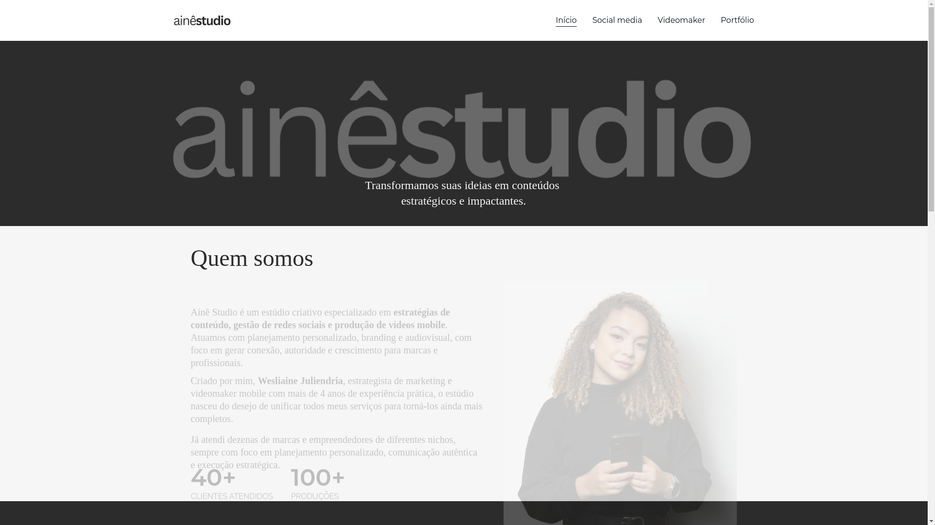 website screenshot of https://ainestudio.com.br/