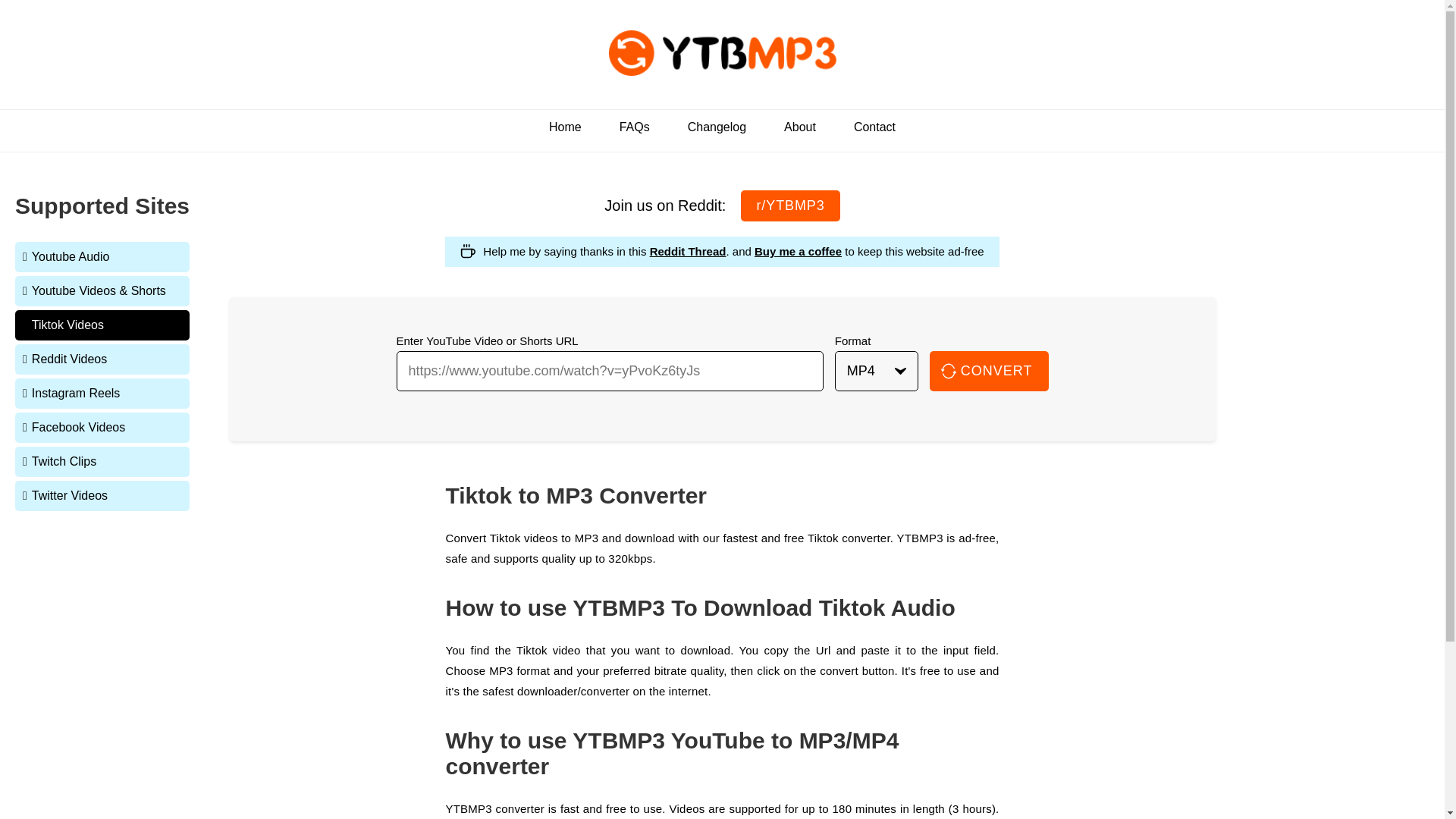 website screenshot of https://www.ytbmp3.la/tiktok
