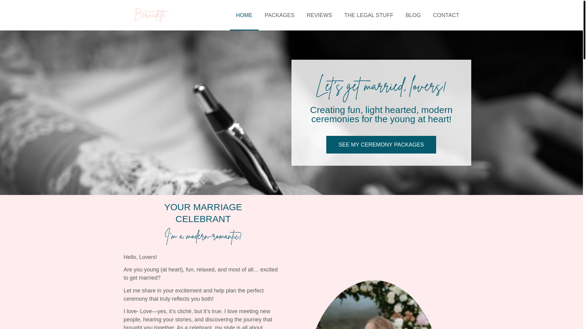 website screenshot of https://ceremoniesbybernadette.online/