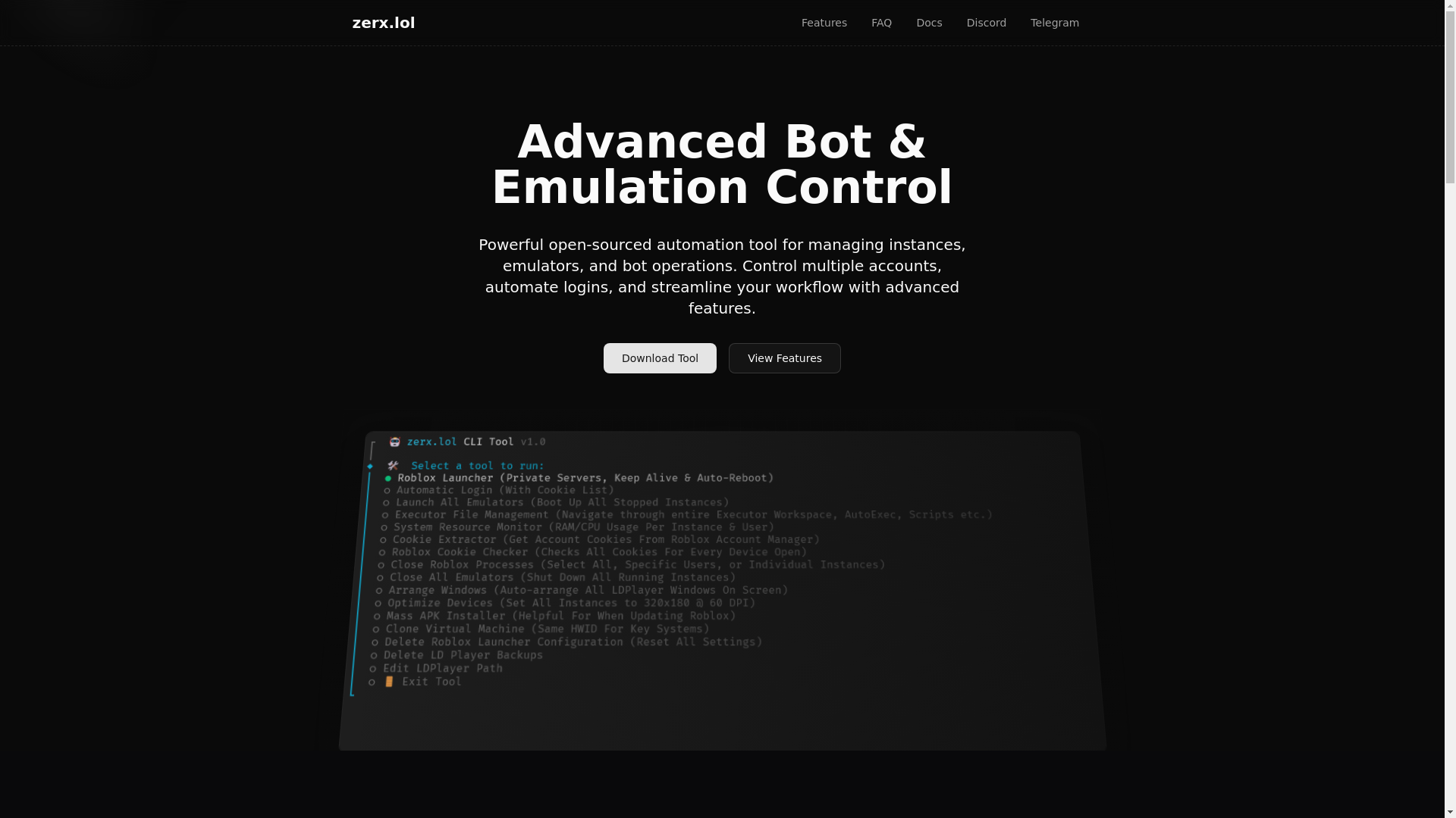 website screenshot of https://zerx-website.pages.dev/