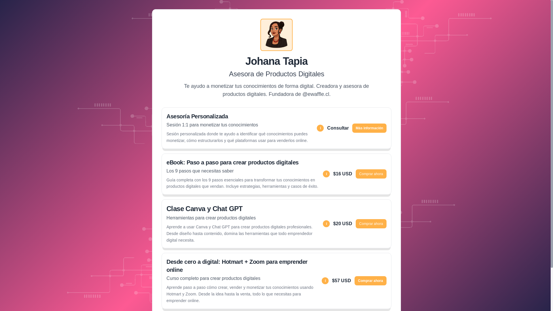 website screenshot of https://catalogo-johana.pages.dev/