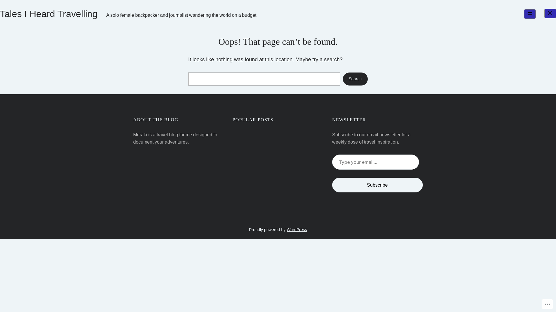 website screenshot of https://abbietravel.blog/