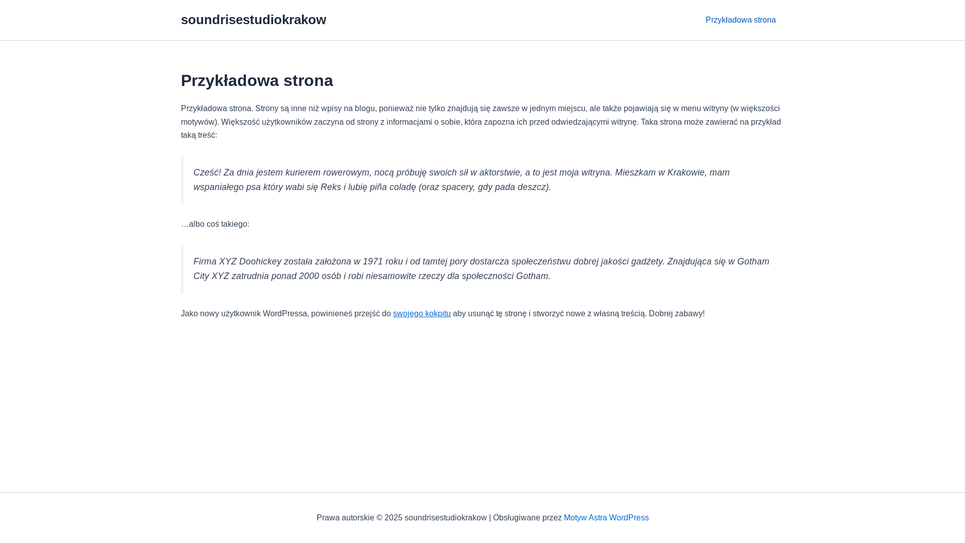 website screenshot of https://soundrisestudiokrakow.pl/