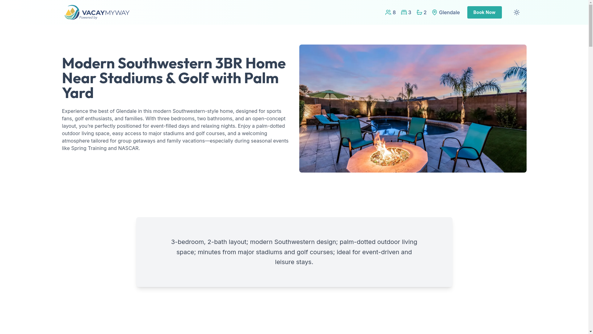 website screenshot of https://sunlitphoenix.vacations/