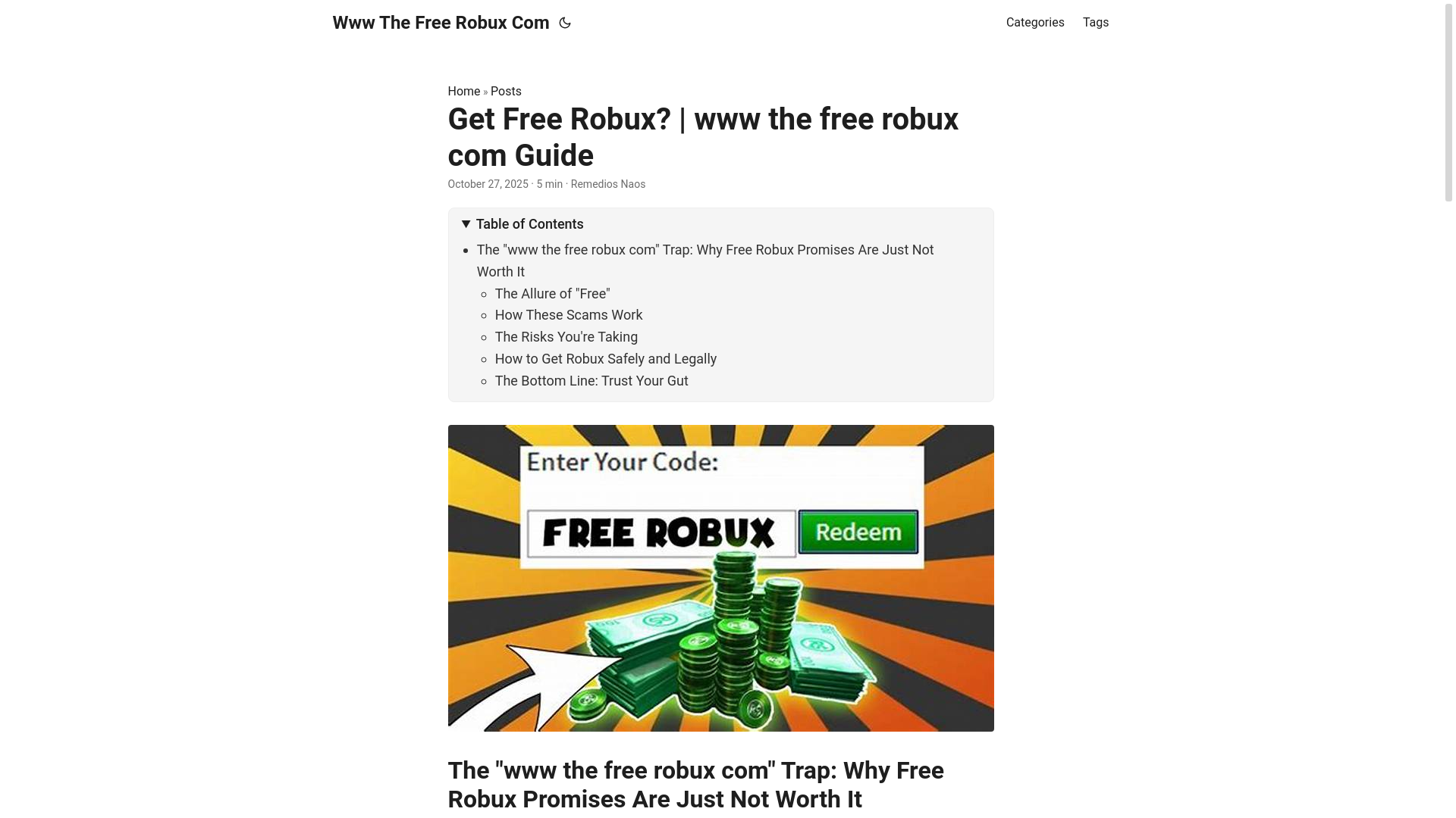 website screenshot of https://www-the-free-robux-com.pages.dev/