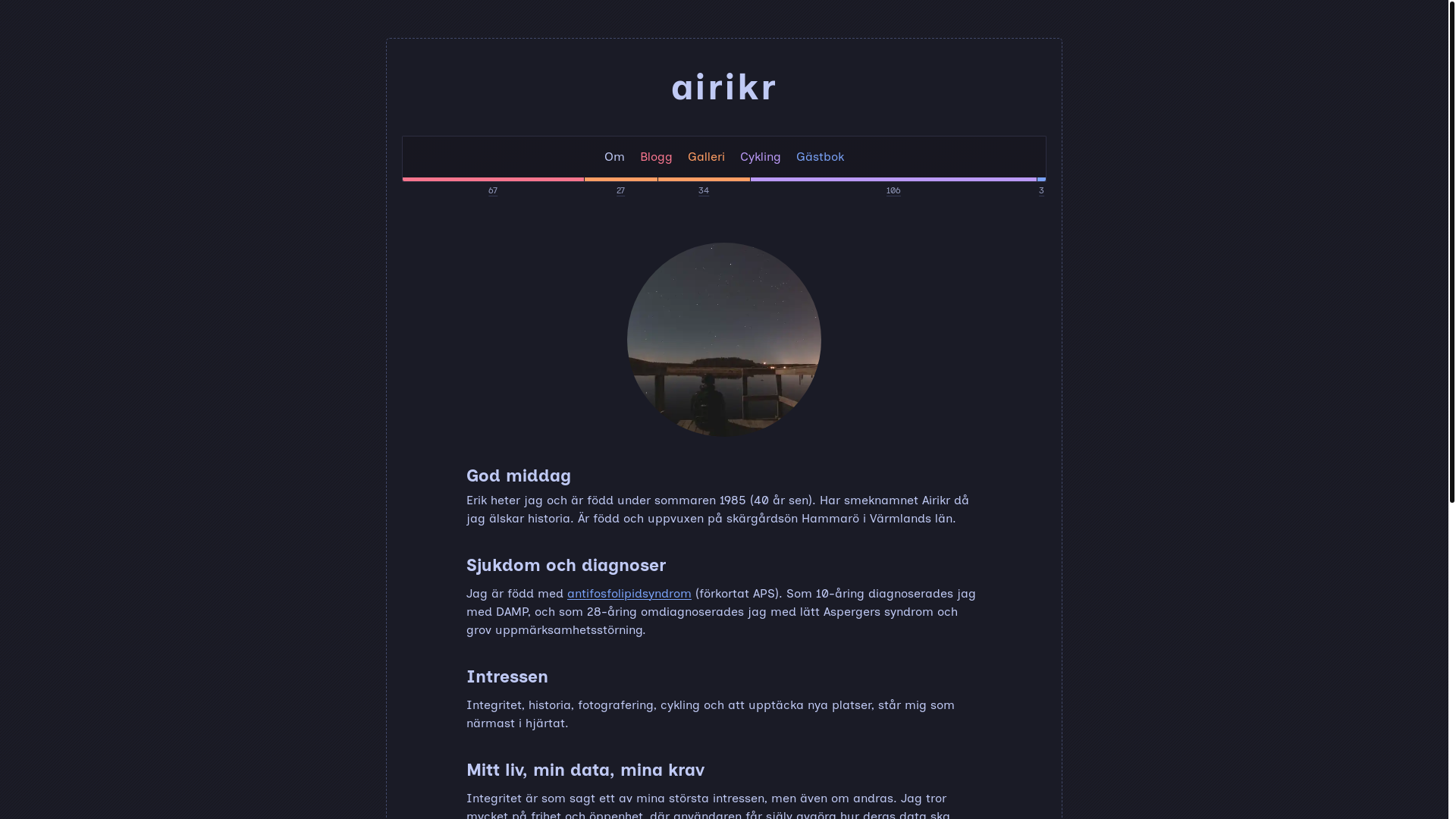 website screenshot of https://airikr.me/