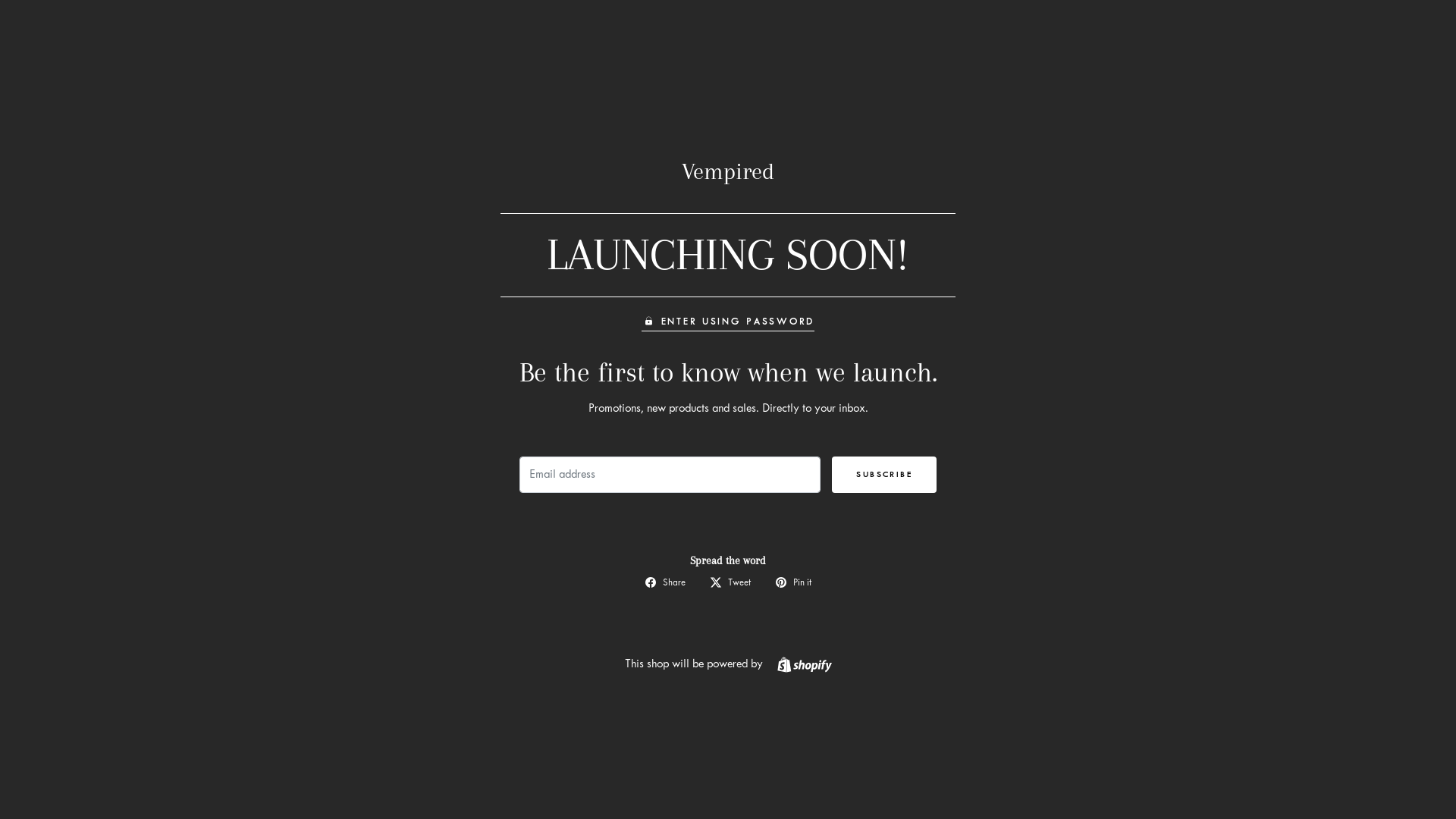 website screenshot of https://vempired.shop/