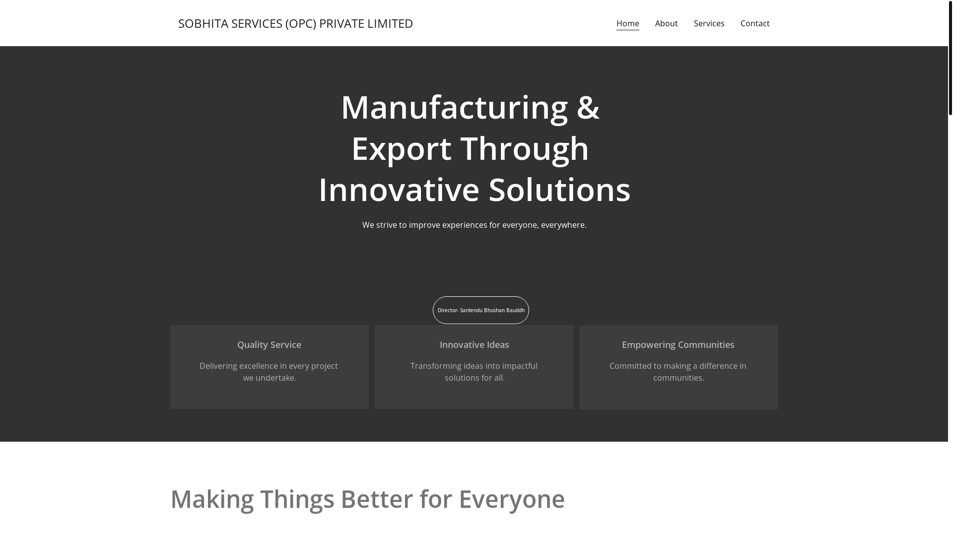 website screenshot of https://sobhitaservices.com/