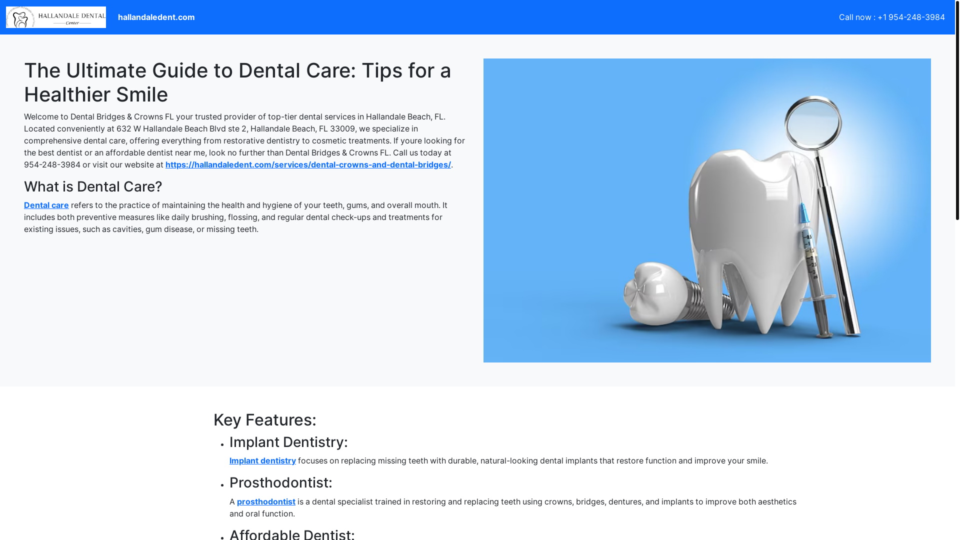 website screenshot of https://theultimateguidetodentalcaretipsforahealthiersmile.pages.dev/