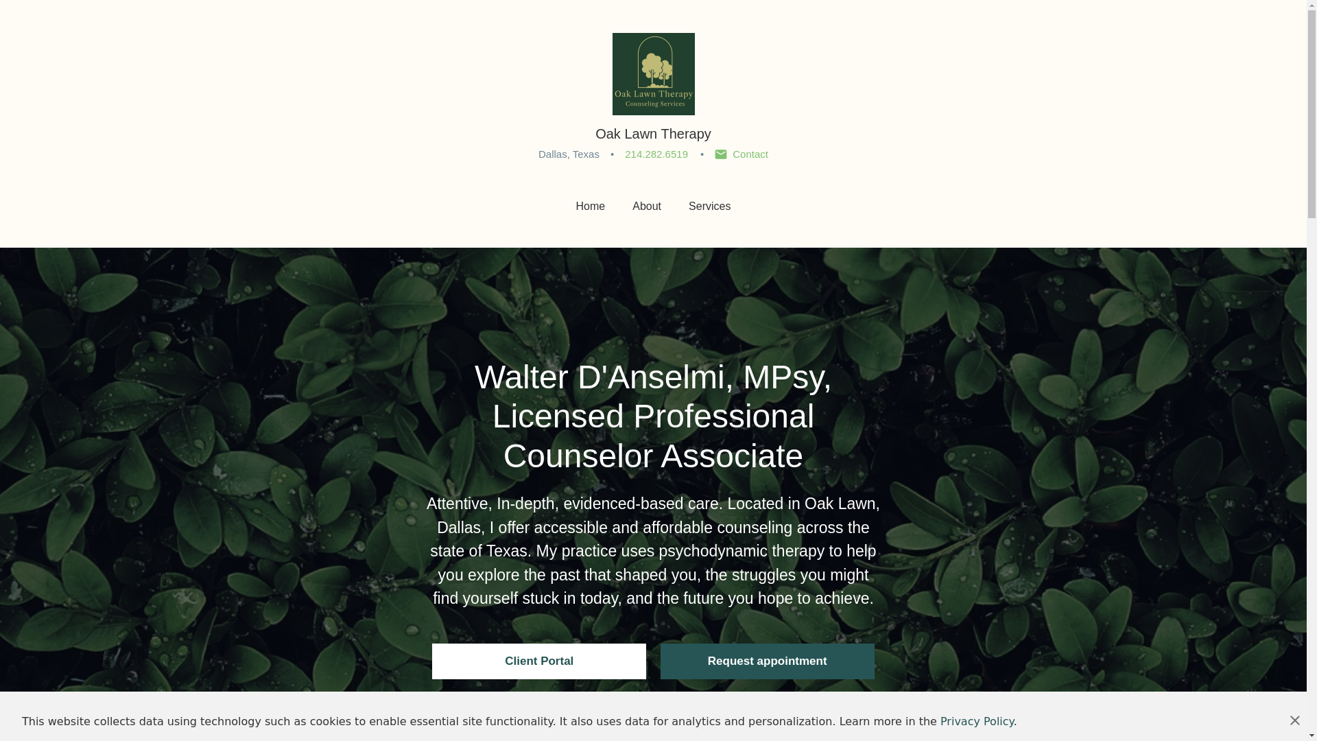 website screenshot of https://oaklawntherapy.com/