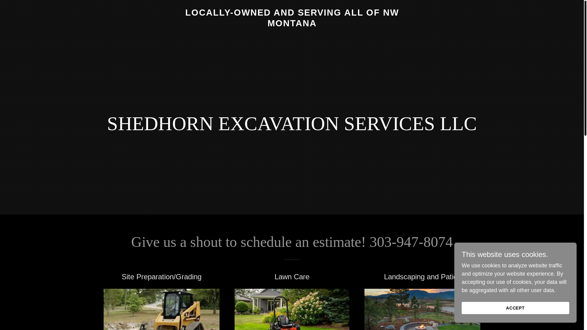 website screenshot of https://shedhorn-excavation.com/