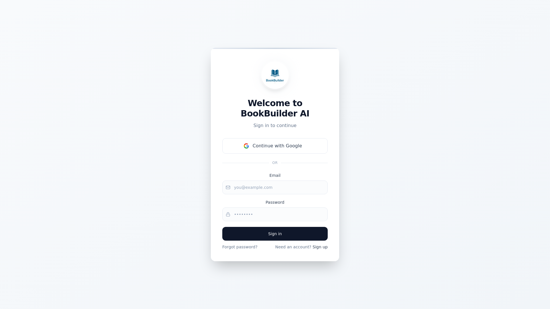 website screenshot of https://bookbuilderai.app/