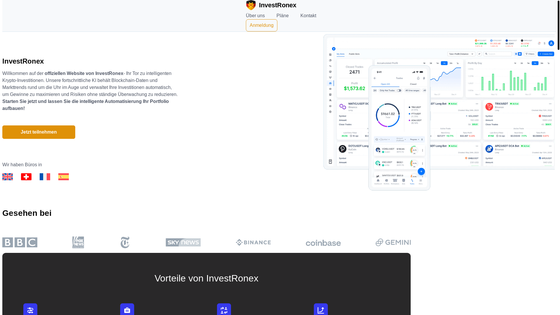 website screenshot of https://invest-ronex.net/