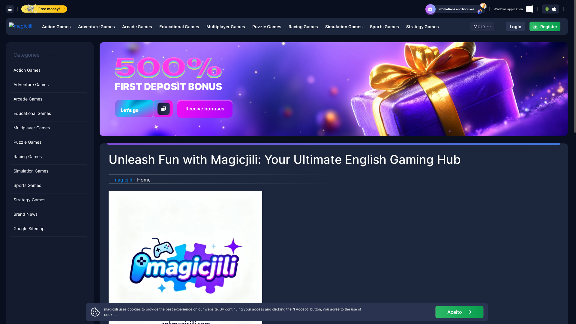 website screenshot of https://apkmagicjili.com/
