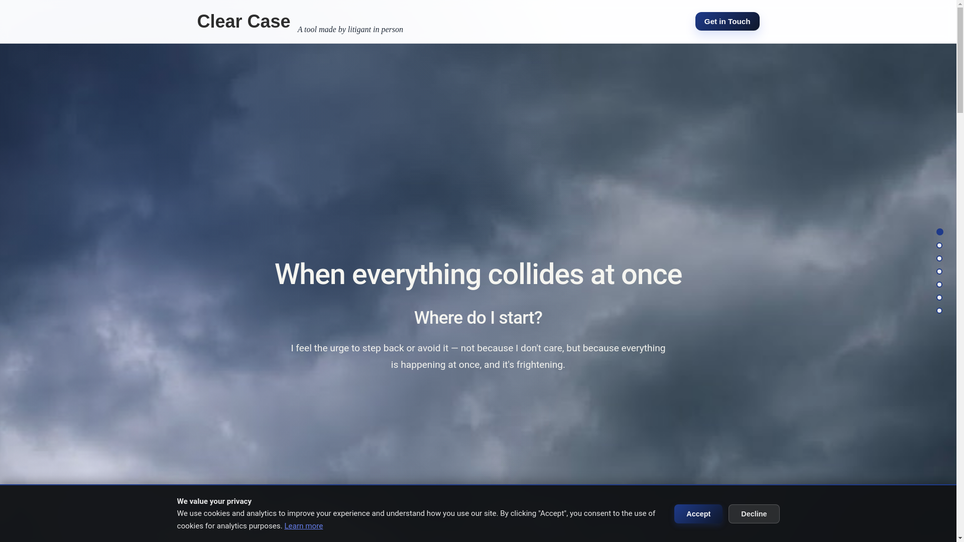 website screenshot of https://clearcaseapp.co.uk/