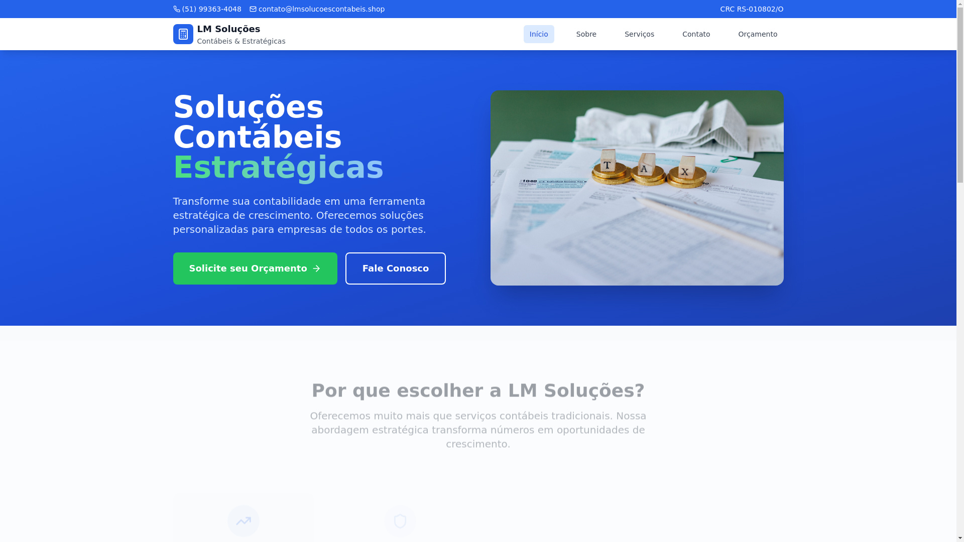 website screenshot of https://lmsolucoescontabeis.shop/