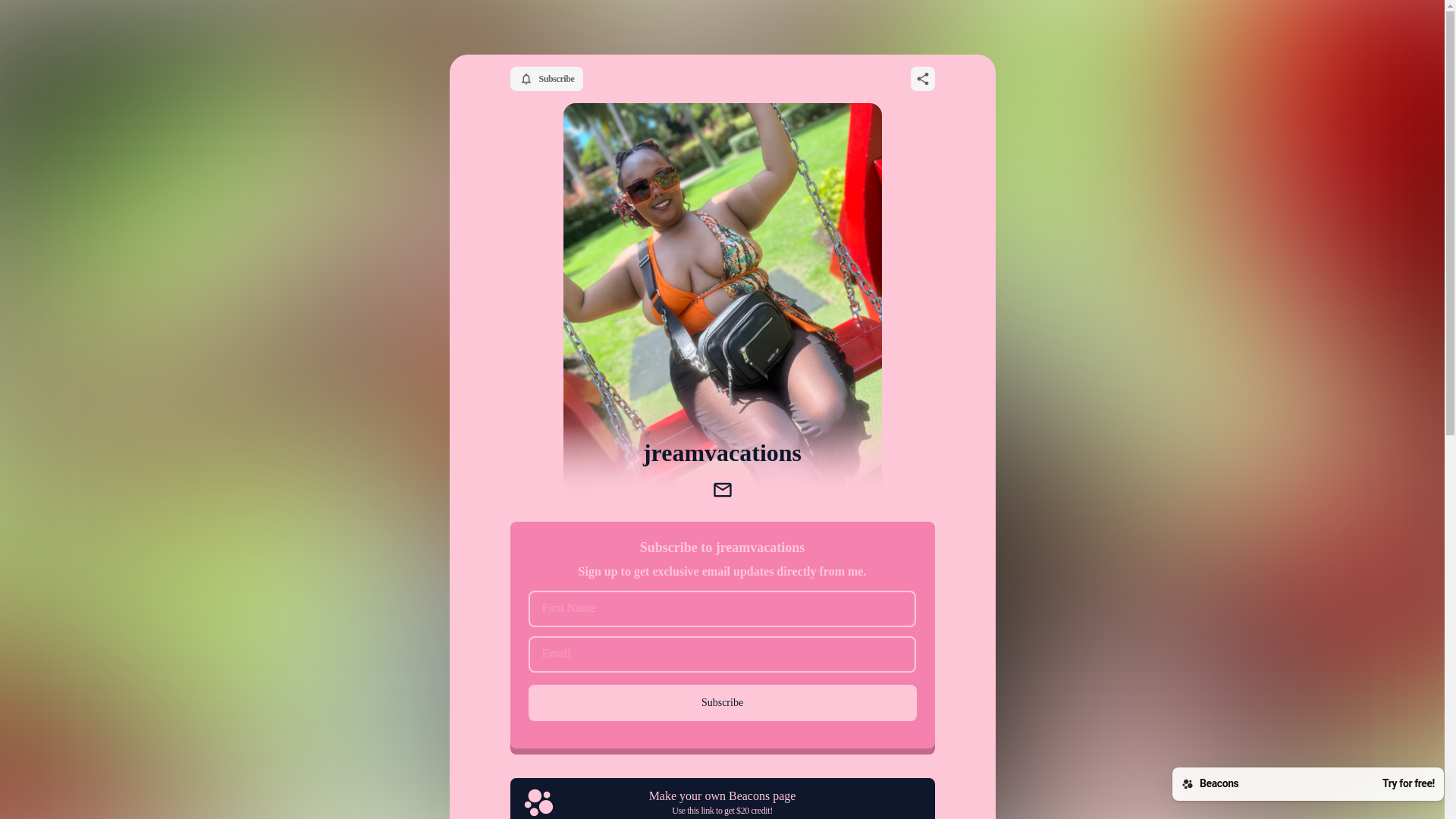 website screenshot of https://jreamvacations.store/