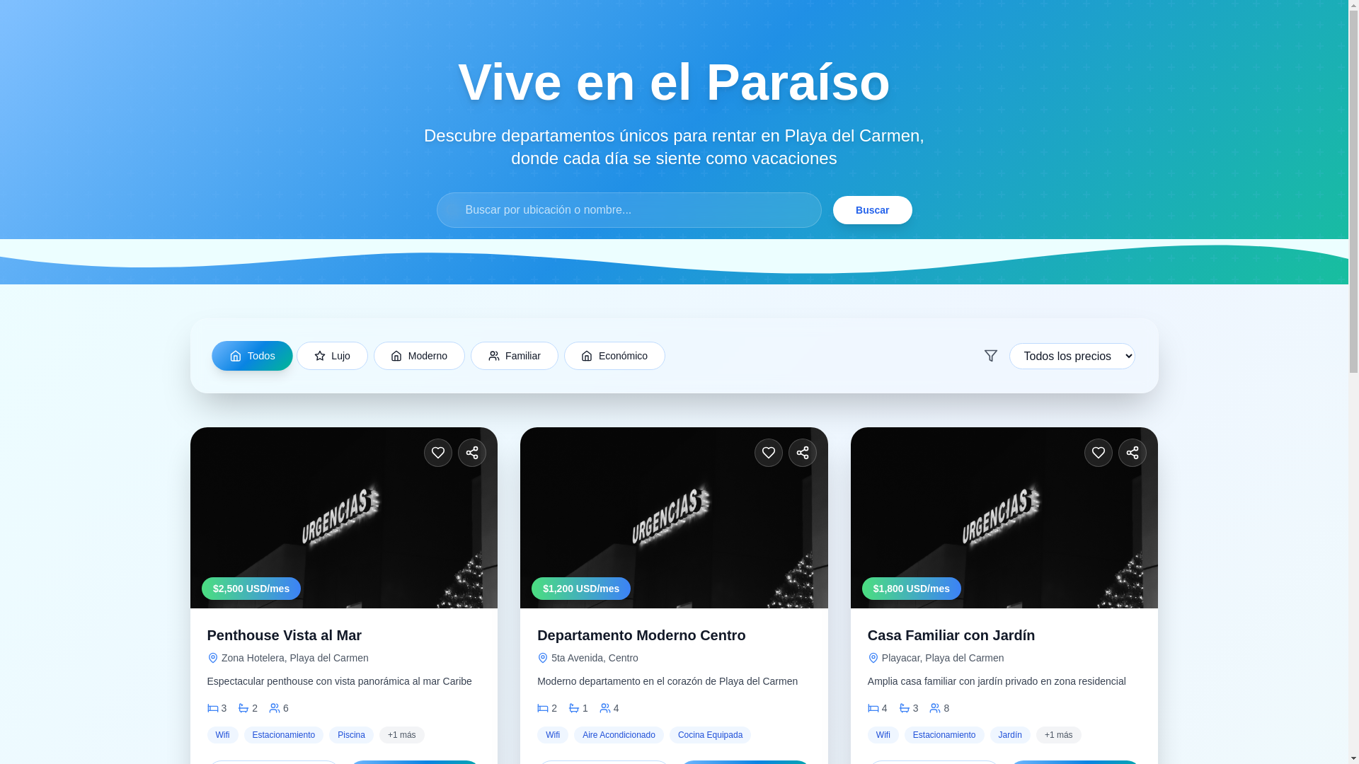 website screenshot of https://rentasenplayadelcarmen.com/
