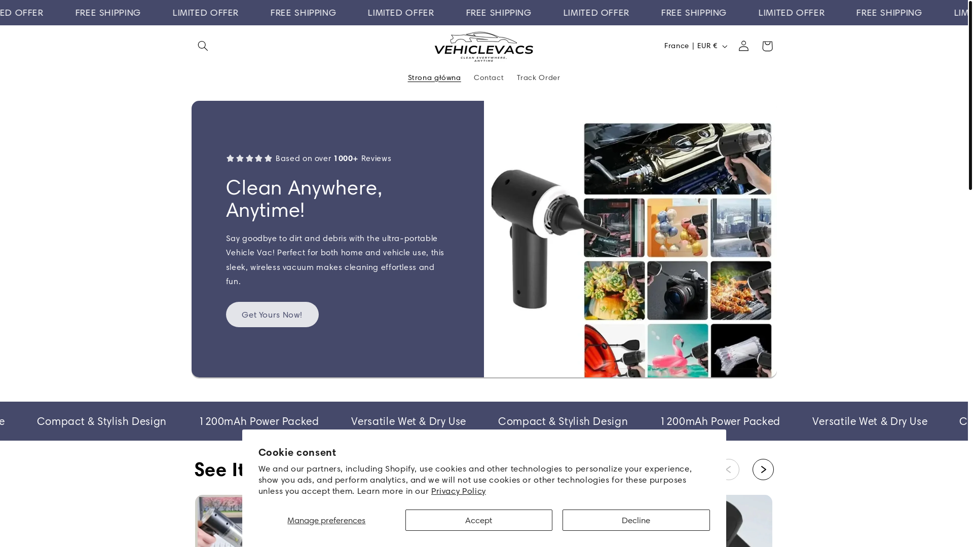 website screenshot of https://vehiclevac.store/