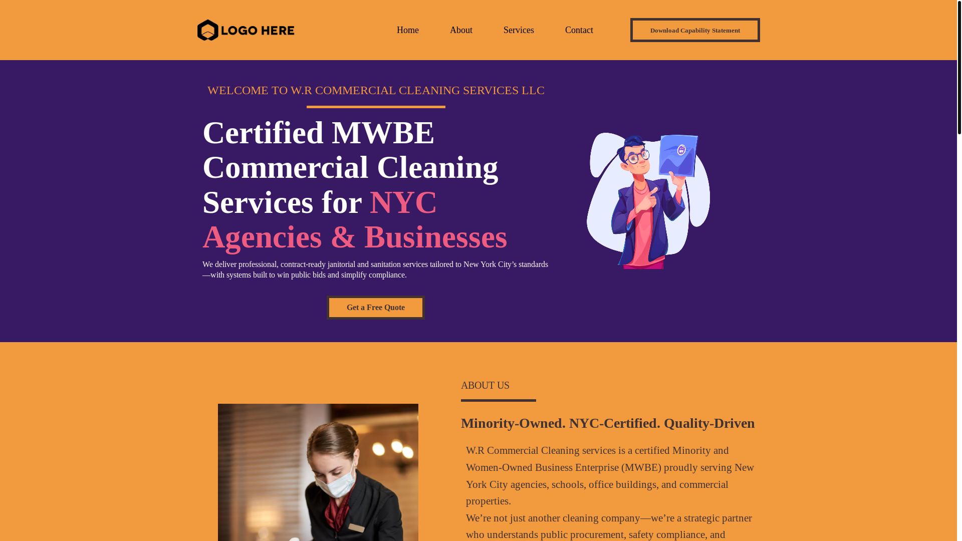 website screenshot of https://wrcleaningnyc.com/