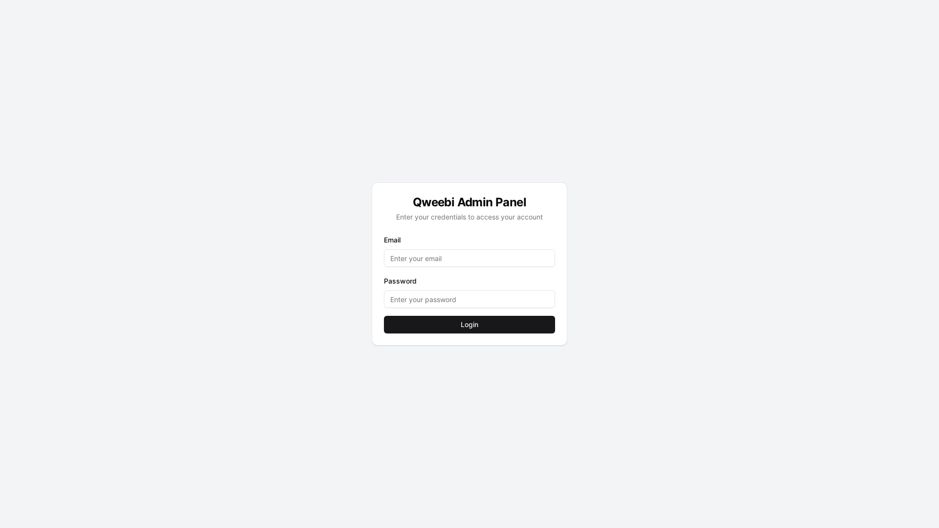 website screenshot of https://qweebi-admin-panel-dev.pages.dev/
