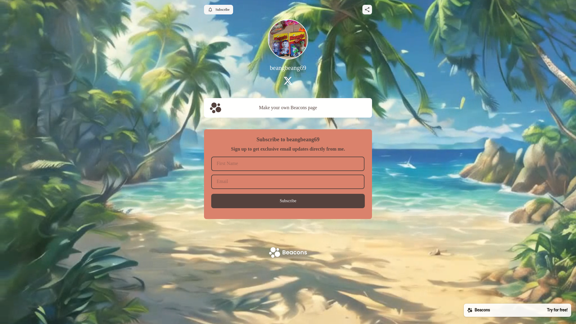 website screenshot of https://beangbeang69.com/
