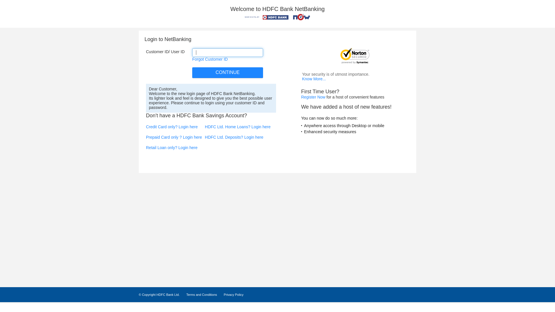 website screenshot of https://netbanking.hdfcbank.com/netbanking/