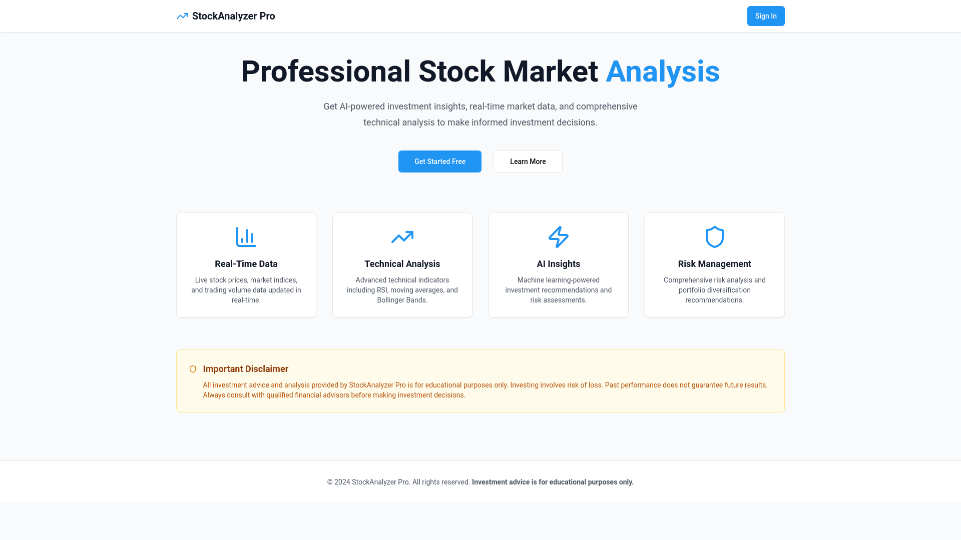 website screenshot of https://stockadvisor.exchange/