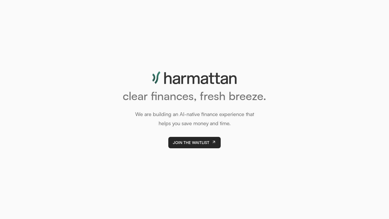 website screenshot of https://harmattan.app/