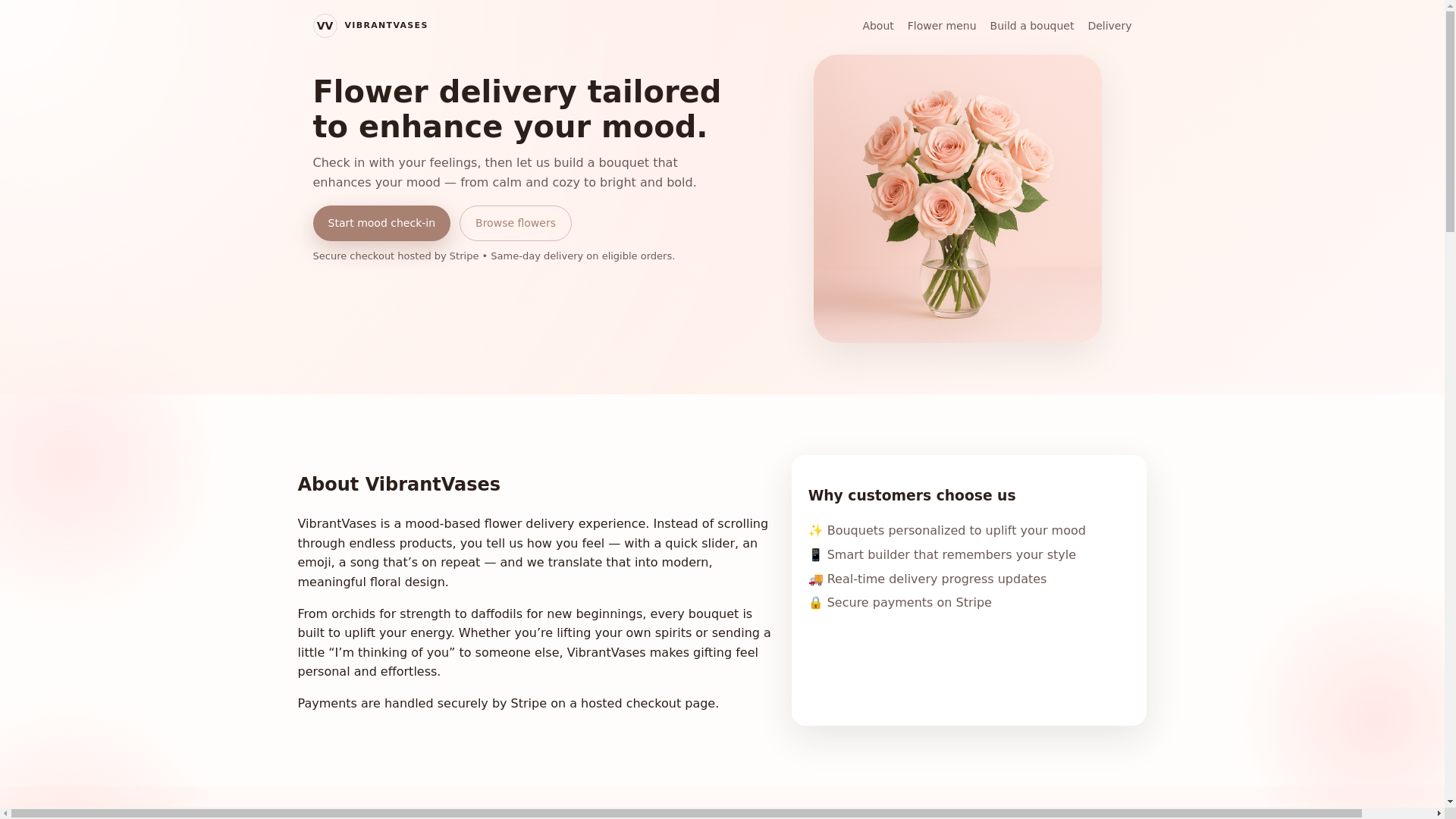 website screenshot of https://vibrantvases.net/