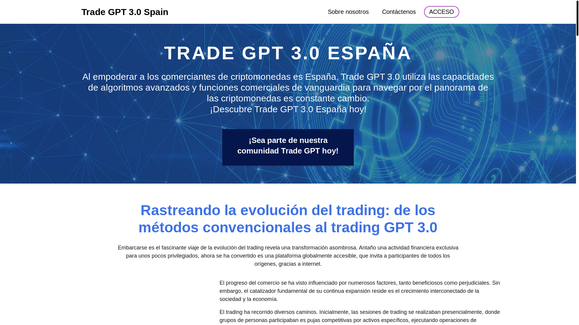 website screenshot of https://tradegpt3spain.es/