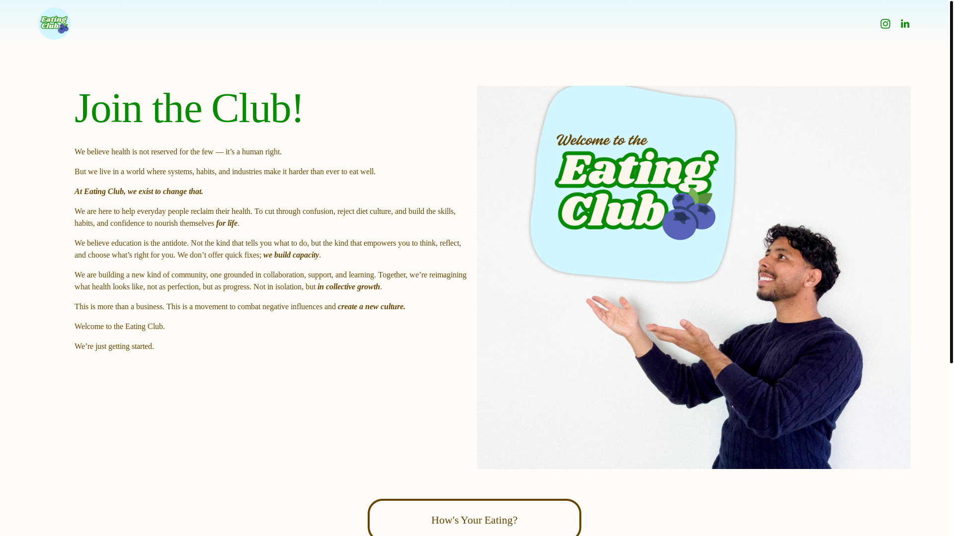 website screenshot of https://eatingclub.com.au/