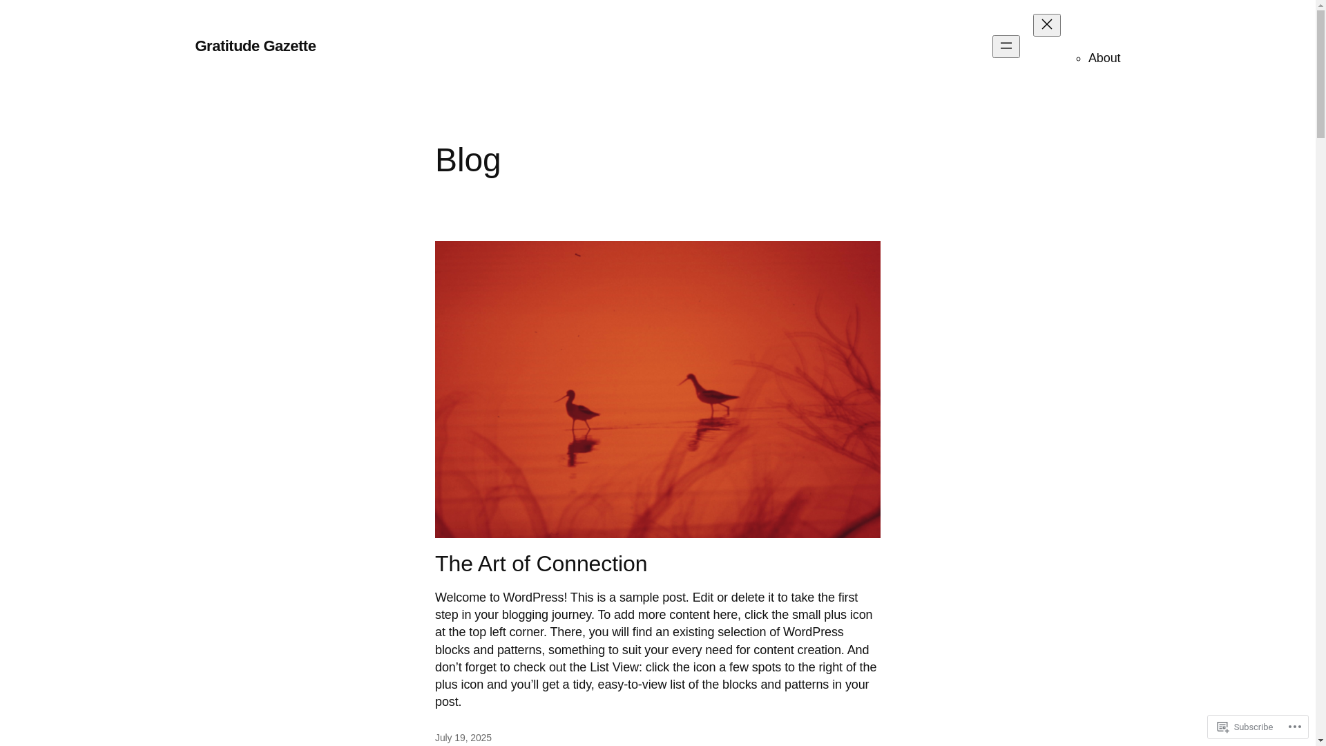 website screenshot of https://gratitudegazette.blog/