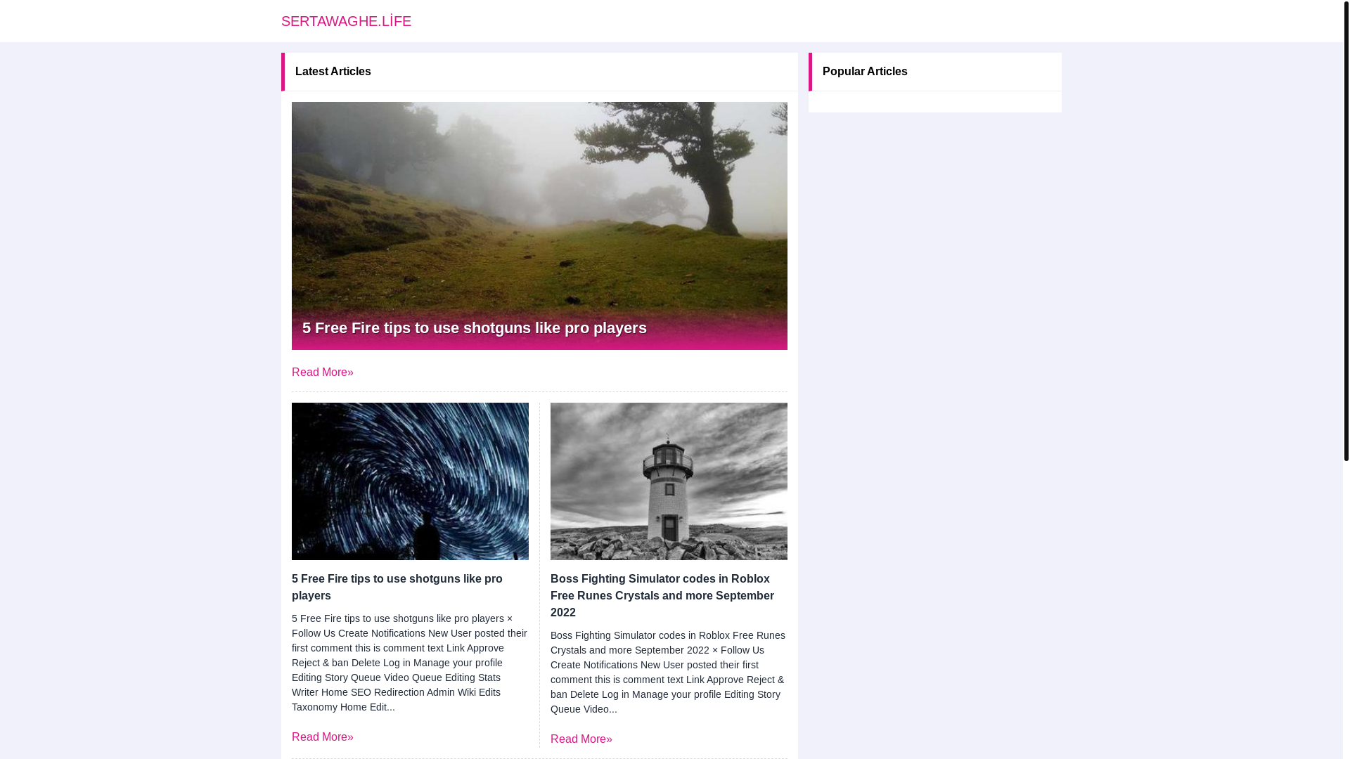 website screenshot of https://sertawaghe.life/