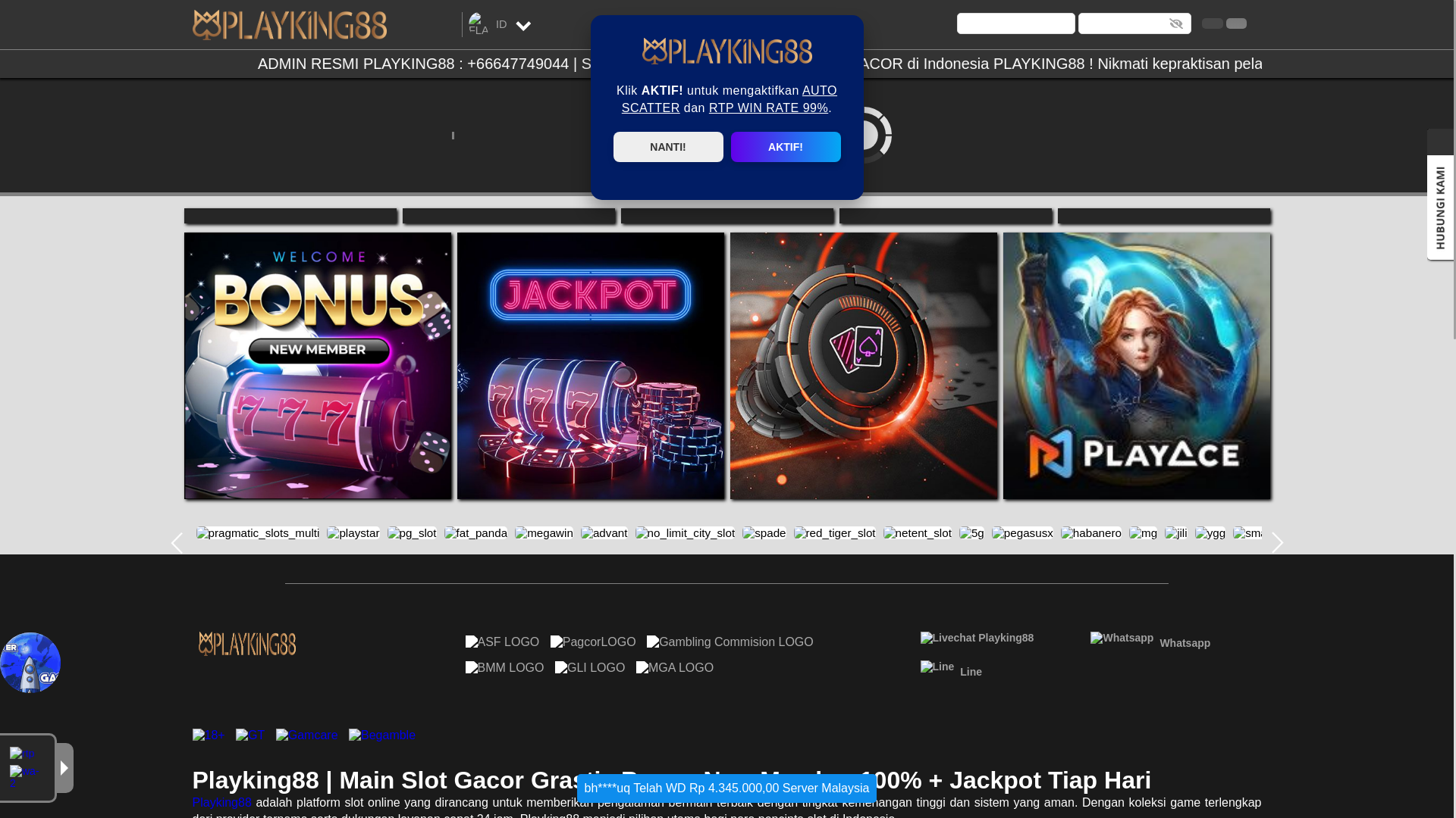 website screenshot of https://maindipk88.com/