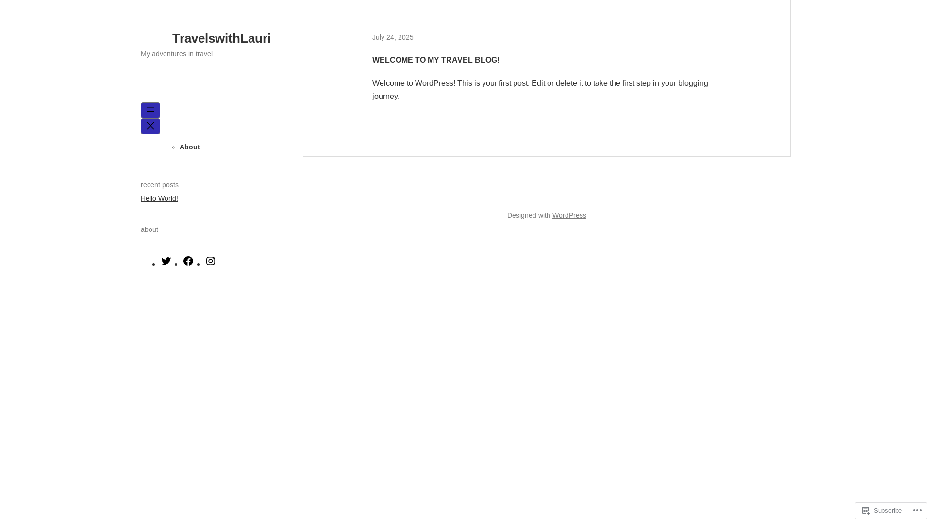 website screenshot of https://travelswithlauri.blog/