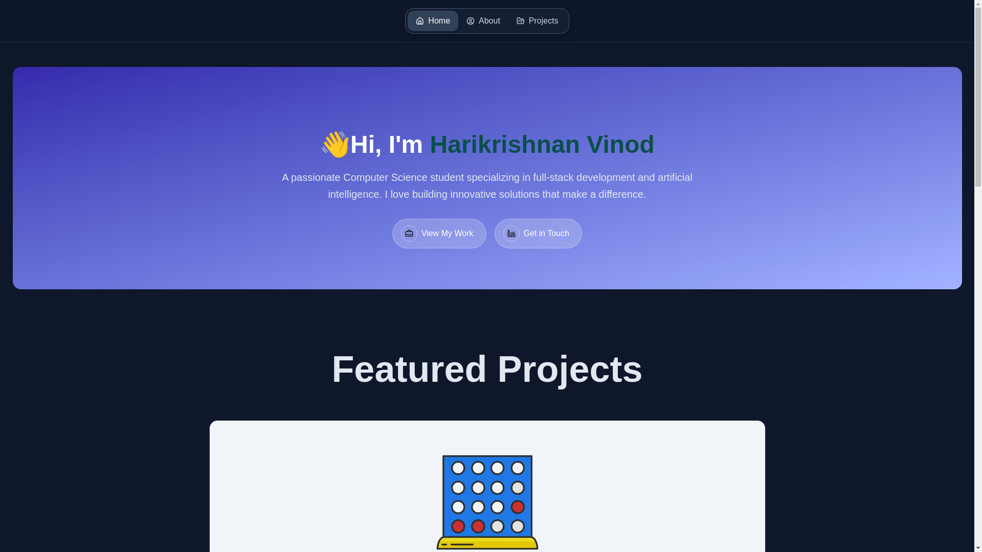 website screenshot of https://harikrishnanvinod.com/
