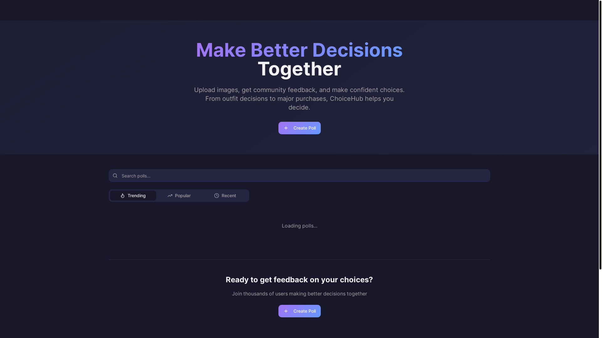 website screenshot of https://choicehub.io/