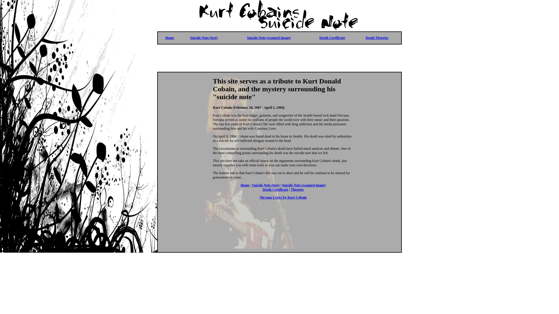 website screenshot of https://kurtcobainssuicidenote.pages.dev/