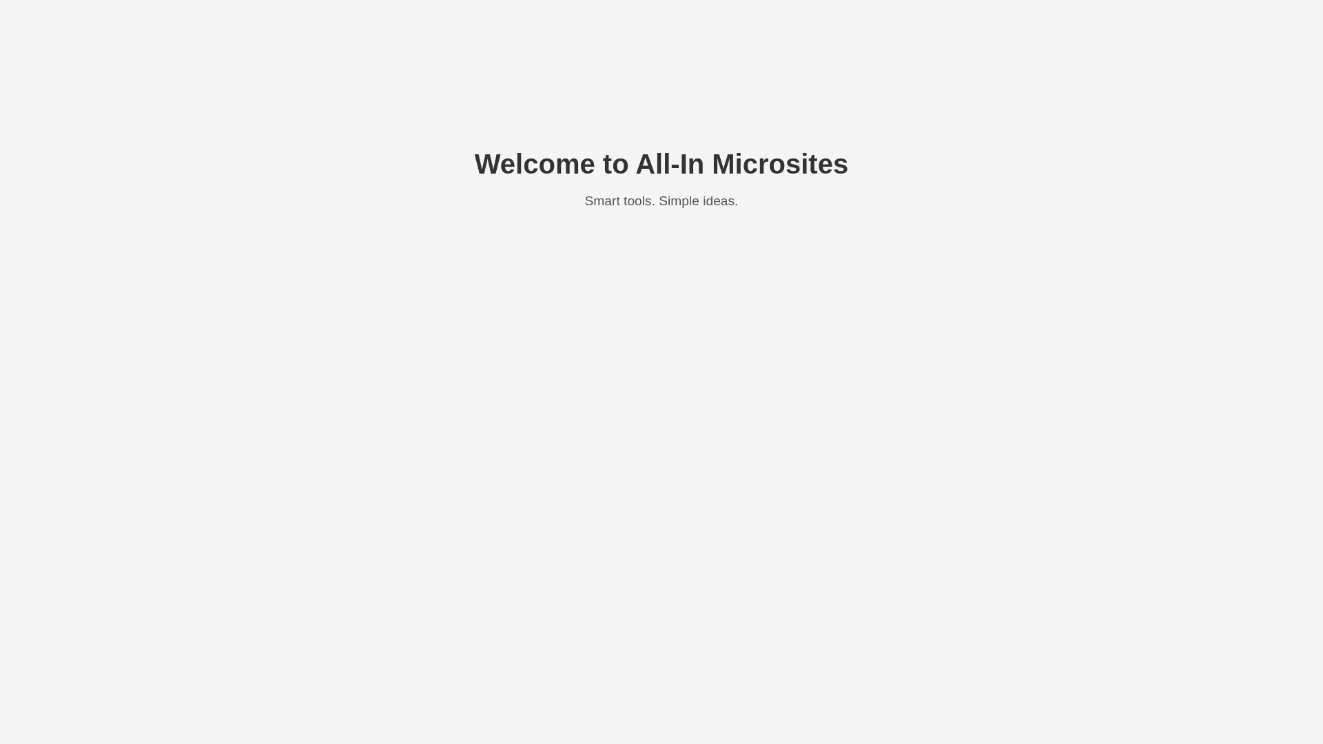 website screenshot of https://allinmicrosites.com/