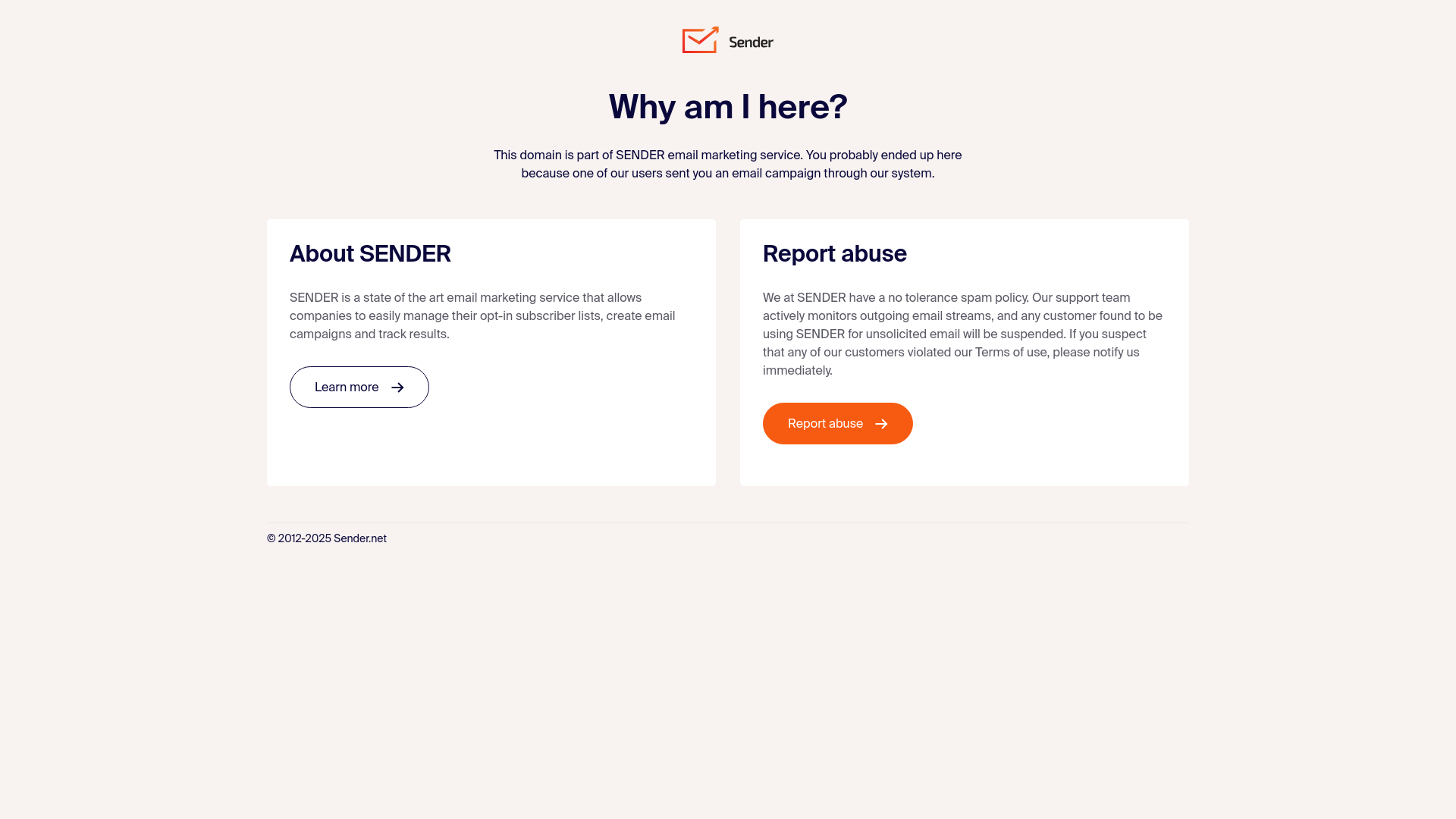 website screenshot of https://stats.sender.net/