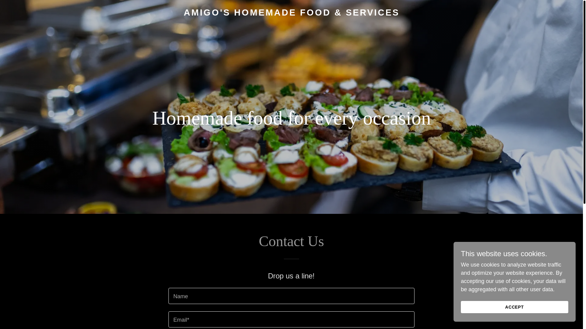 website screenshot of https://amigosevents.co/