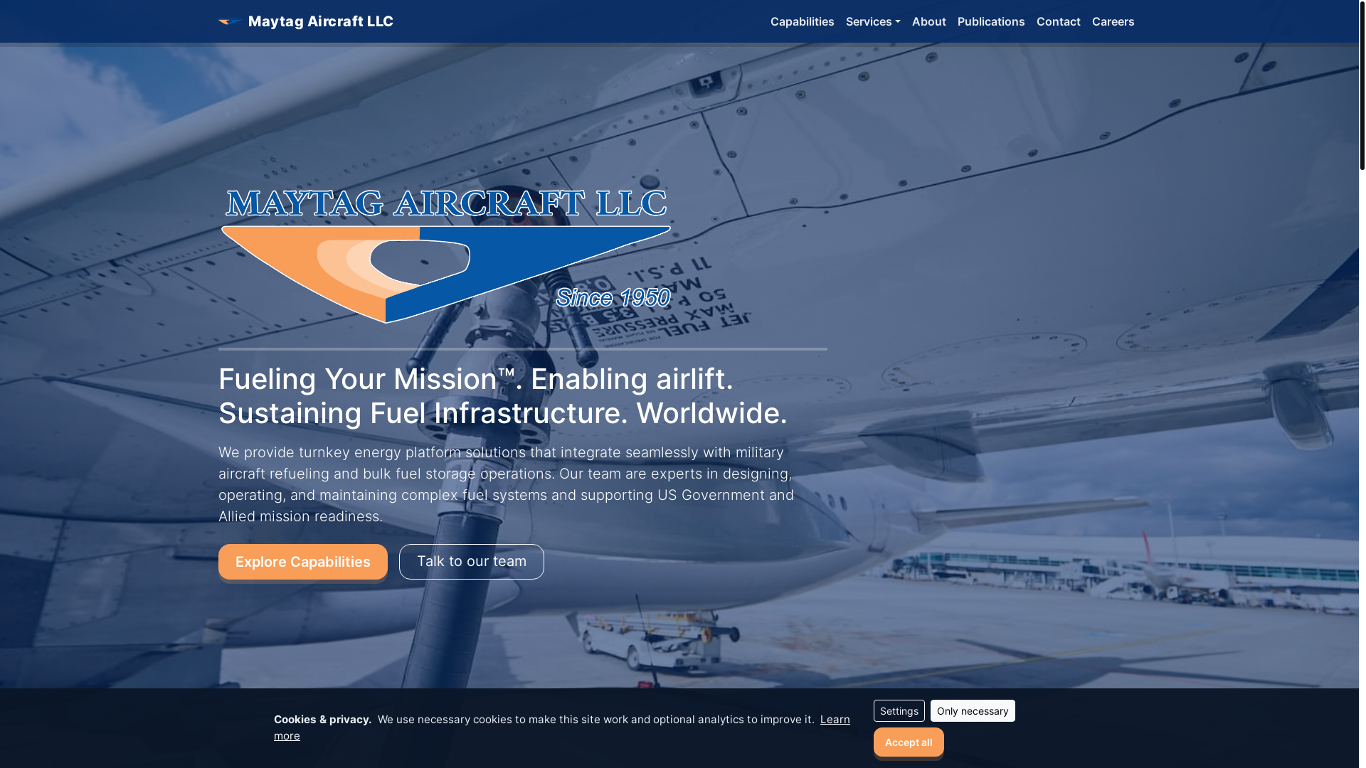 website screenshot of https://maytagaircraftwebsite.pages.dev/