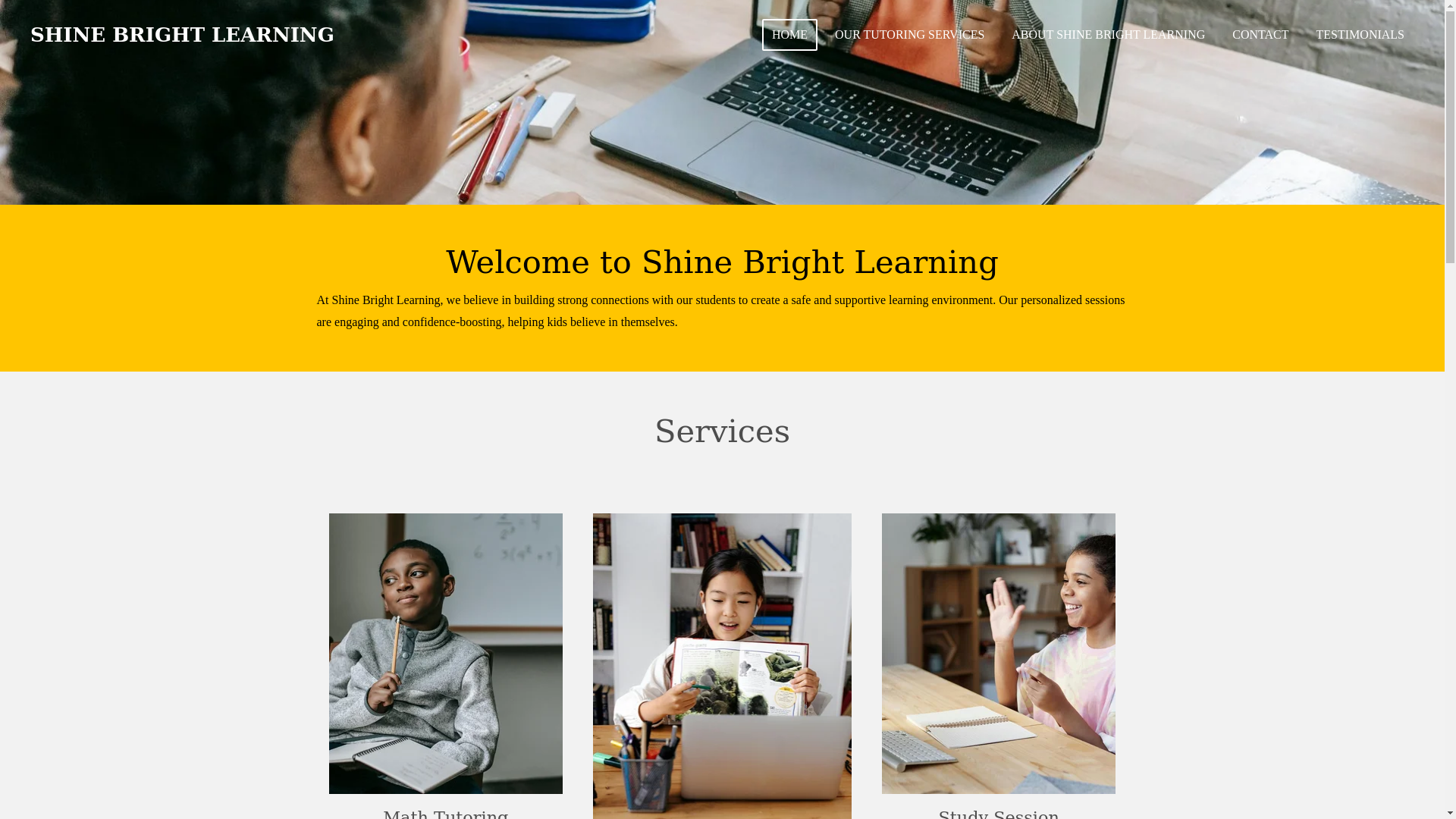 website screenshot of https://shinebrightlearning.net/