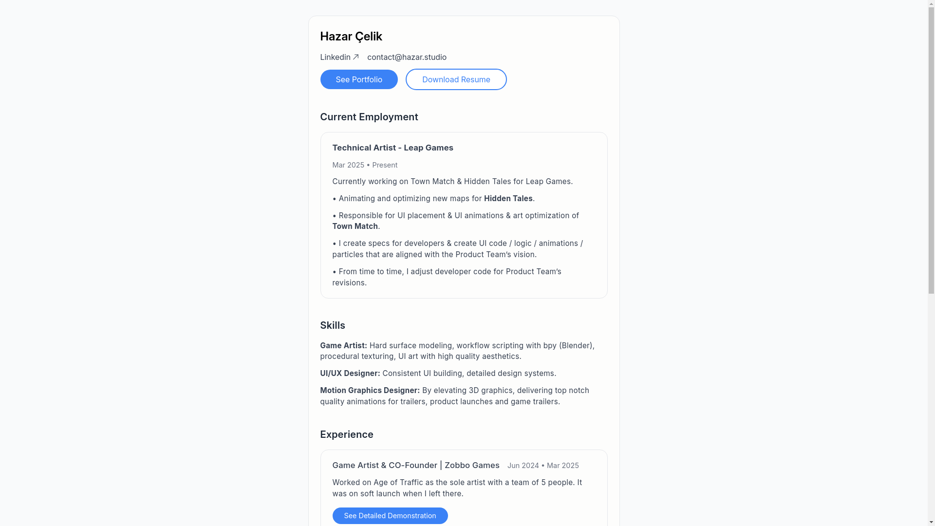 website screenshot of https://hazarstudio.pages.dev/