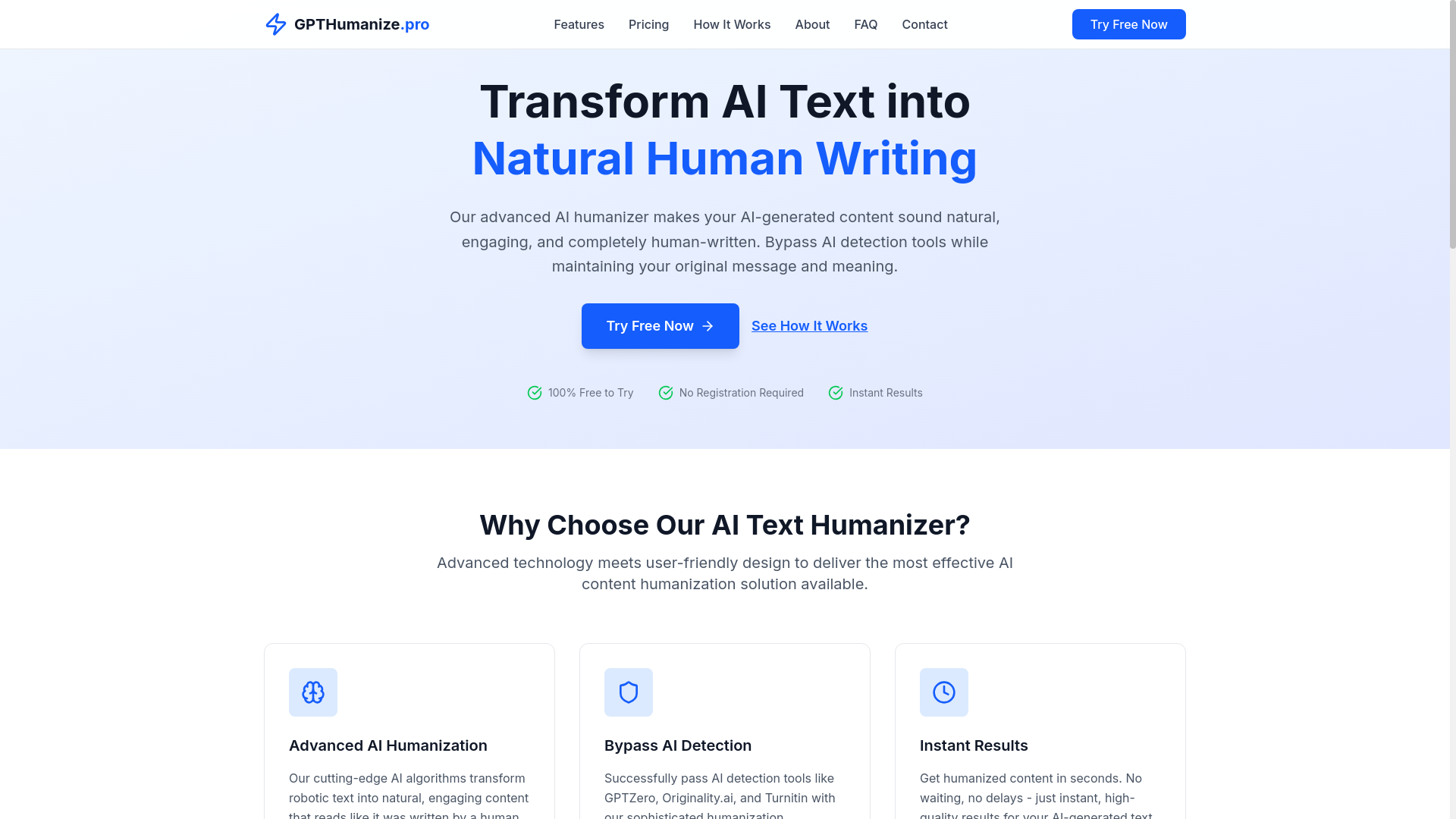 website screenshot of https://gpthumanize.pro/