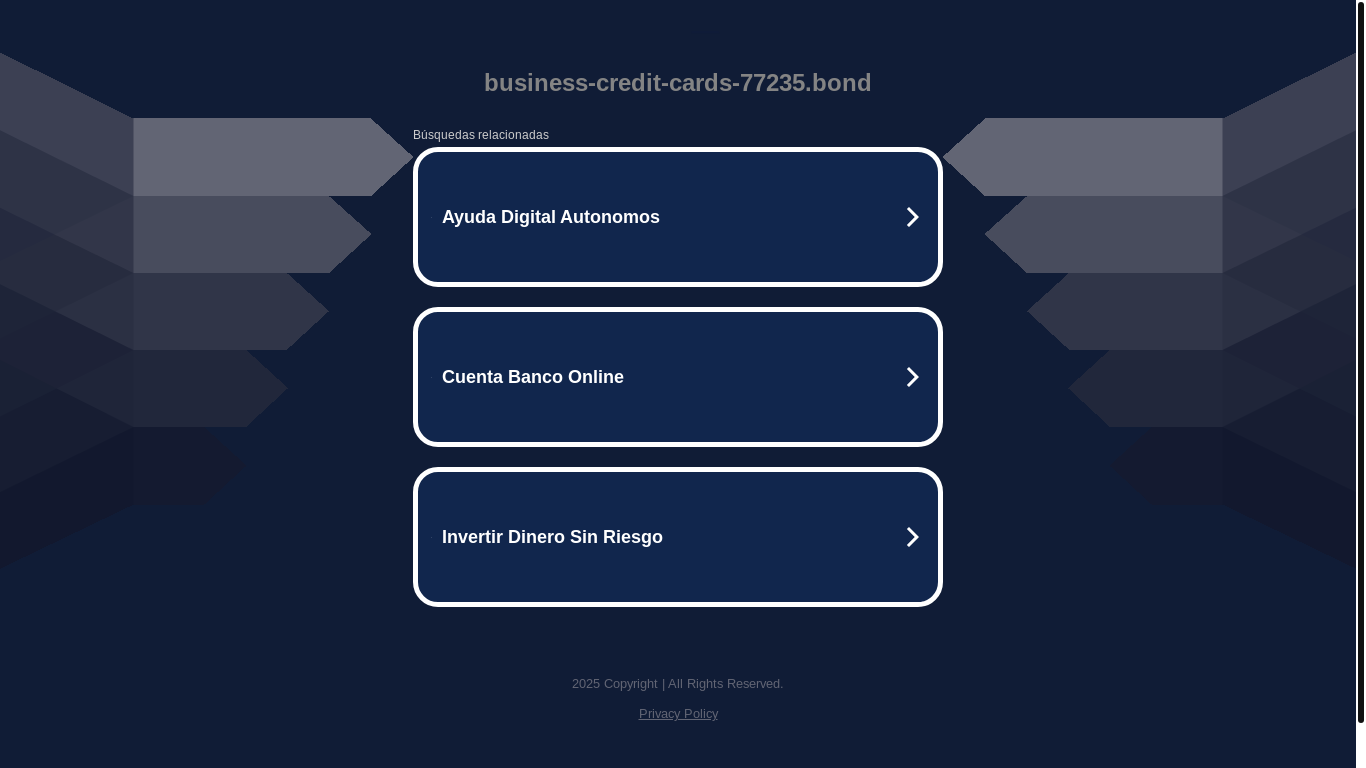 website screenshot of https://business-credit-cards-77235.bond/