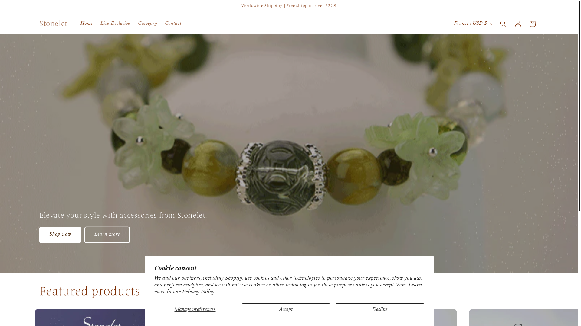 website screenshot of https://stonelet.shop/